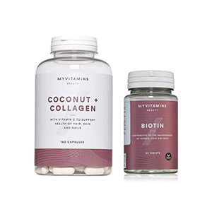 پک کوکونات کلاژن مای ویتامینز 180 تایی ومکمل بیوتین مای ویتامینز 90 عددی