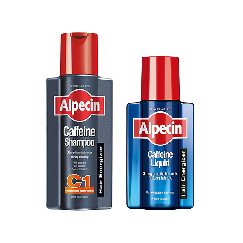 پک ضد ریزش و تقویت کننده شامپو ضد ریزش کافئین C1 آلپسین 250 میل و محلول لیکوئید کافئین آلپسین تقویت کننده مو 200 میل